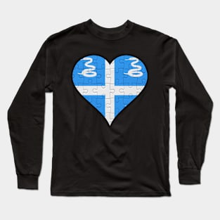 Martiniquais Jigsaw Puzzle Heart Design - Gift for Martiniquais With Martinique Roots Long Sleeve T-Shirt